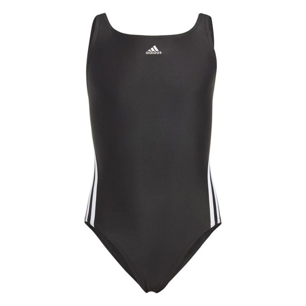 Adidas Girls 3 Stripes One Piece Bathing Suit / Black/White